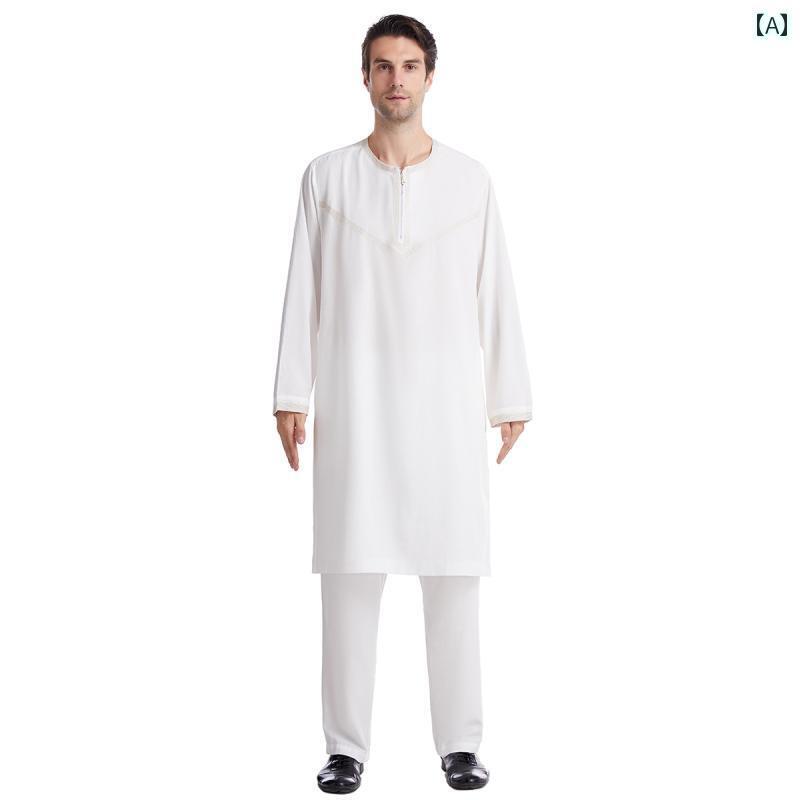 メンズ パキスタン インド 刺繍 中東 ドバイ 村 セットアップ ローブ