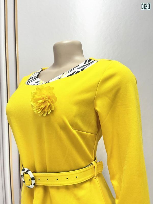 レディース アフリカ フェイク セットアップ ロング スカート ラウンドネック プリント 長袖 カジュアル プリント ドレス