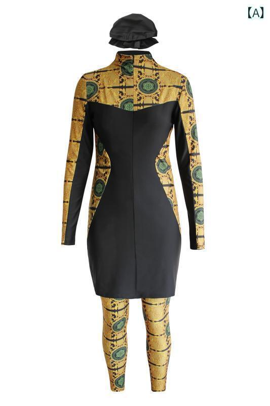 水着 レディース ブルキニ フル カバレッジ サーフィン 3 点 セット 日焼け防止 プリント セパレート