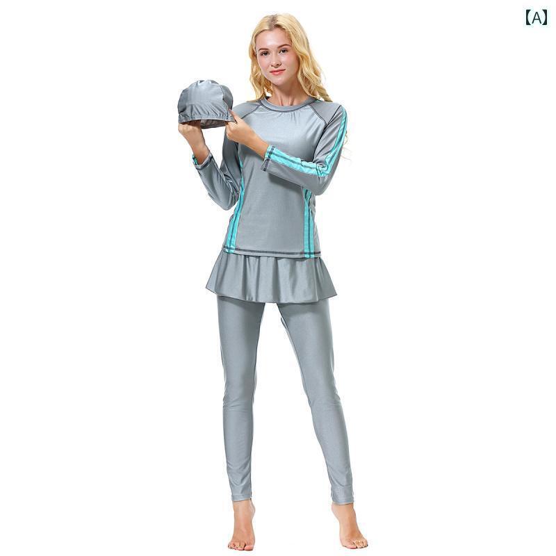 水着 レディース ブルキニ ドバイ 旅行 長袖 スリム 日焼け防止 3点 セット中 東 大きいサイズ スカート