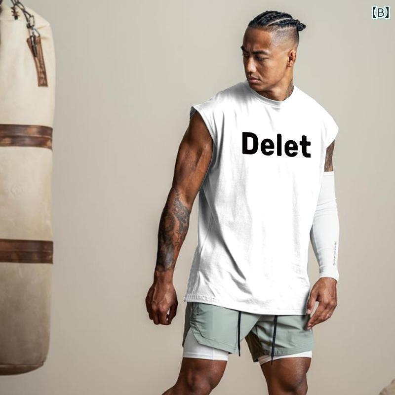 メンズ 夏 トレーニング ノースリーブ Tシャツ ゆったり アメリカン ストレッチ フィットネス スポーツ トップスス
