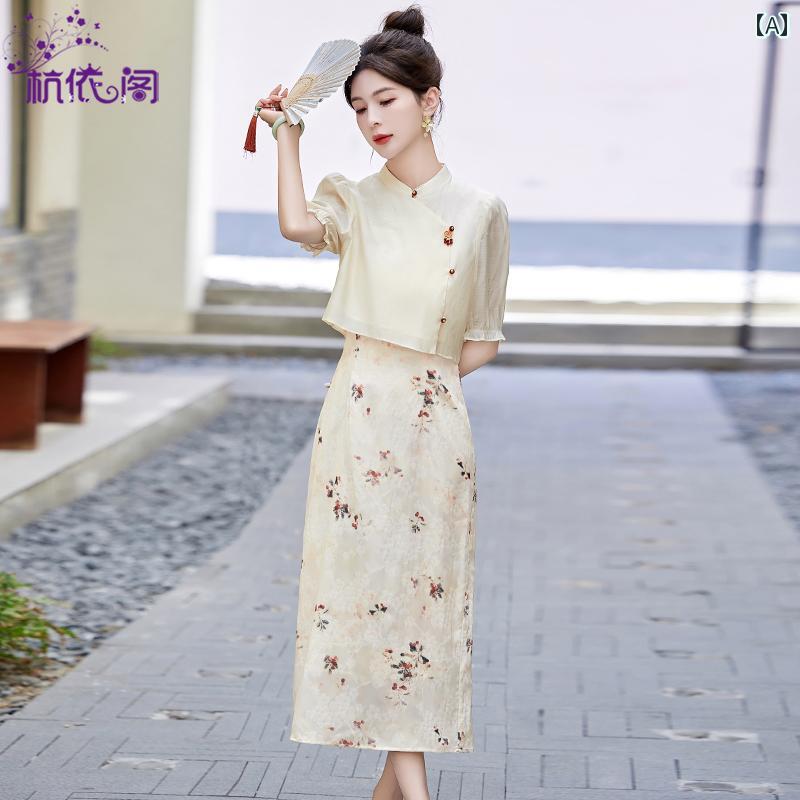 セットアップ レディース 上品 おしゃれ チャイナ風 チャイナ 夏 セット 美しい スーツ スカート