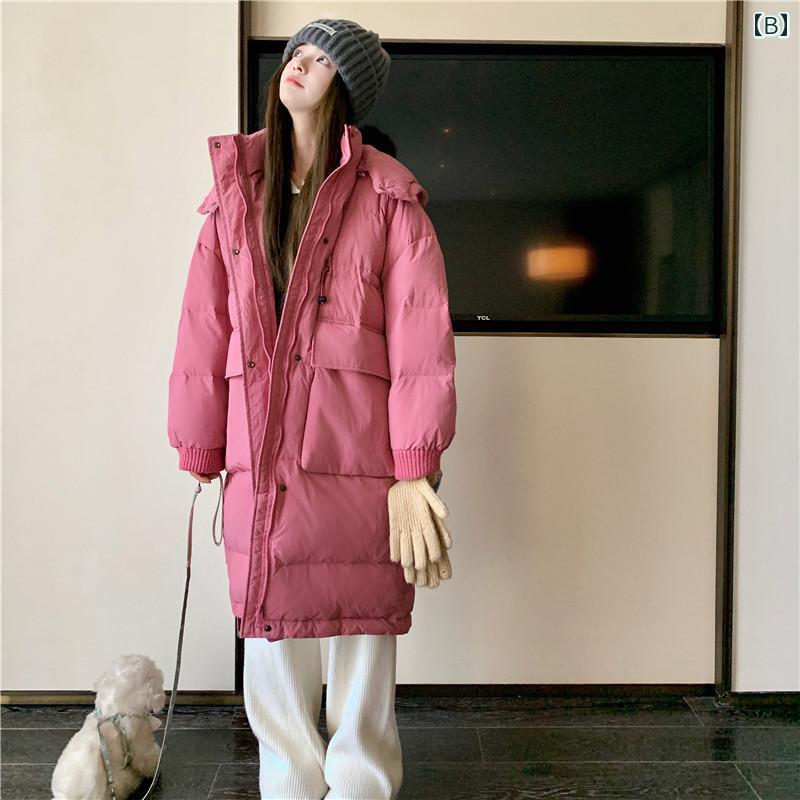 アウター レディース 冬 カジュアル 暖かい 韓国 ダウン ジャケット ダウン レングス フード ジャケット 厚手 ウエスト
