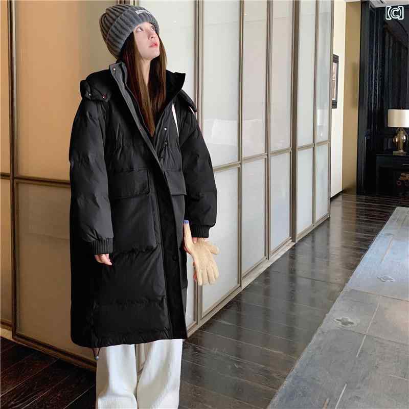 アウター レディース 冬 カジュアル 暖かい 韓国 ダウン ジャケット ダウン レングス フード ジャケット 厚手 ウエスト