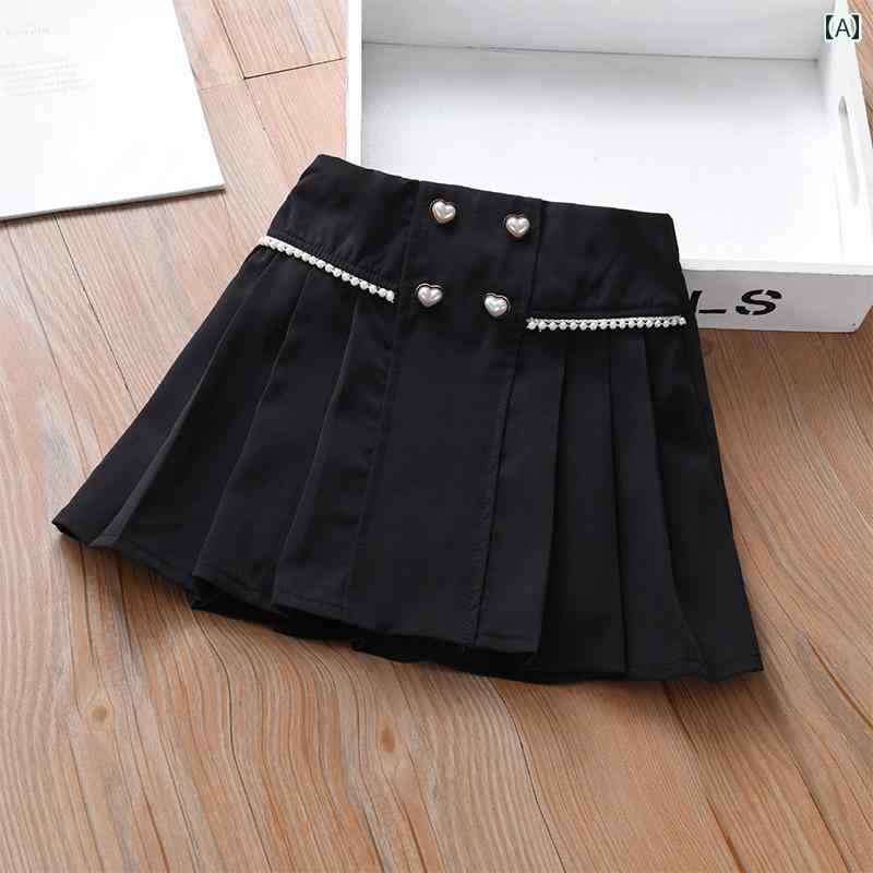 子供服 女の子 キッズ かわいい おしゃれ 少女 ショート スカート 春秋 韓国 黒 プリーツスカート ハイウエスト スカート スカート