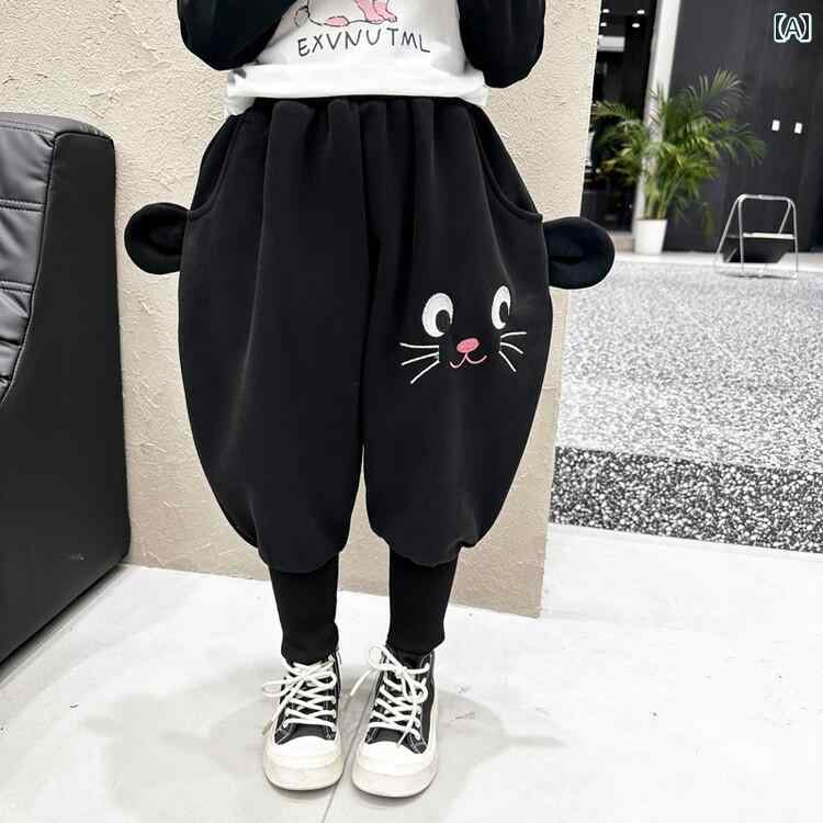 子供服 女の子 キッズ かわいい おしゃれ 春秋 黒 6歳 90 サイズ パンツ ズボン