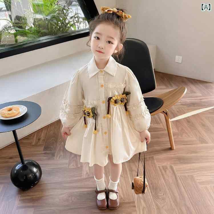 子供服 女の子 キッズ かわいい おしゃれ 春秋 綿 フラワー 長袖 シャツ 韓国