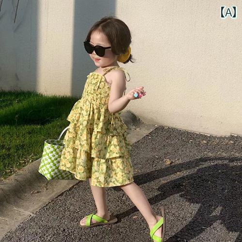 子供服 女の子 キッズ かわいい おしゃれ シフォン 夏 韓国 夏 花柄 キャミソール プリンセス スカート