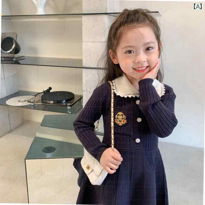 子供服 女の子 キッズ かわいい おしゃれ ニット 秋 プレッピー 長袖 セーター プリンセス スカート
