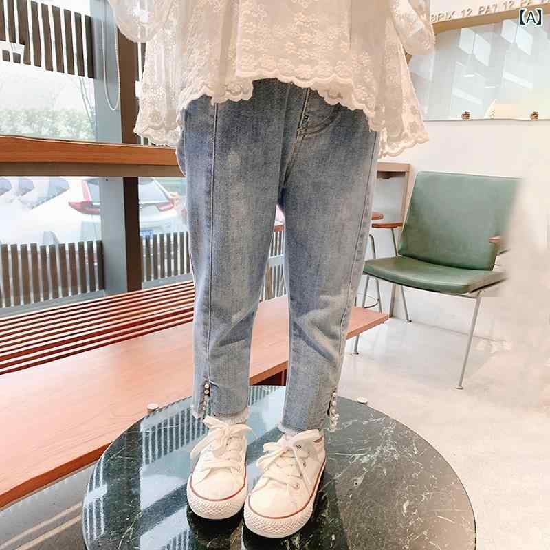 子供服 女の子 キッズ かわいい おしゃれ ジーンズ 秋 薄手 涼しい 涼しい 涼しい 涼しい カジュアル 赤ちゃん ズボン ゆったり 韓国