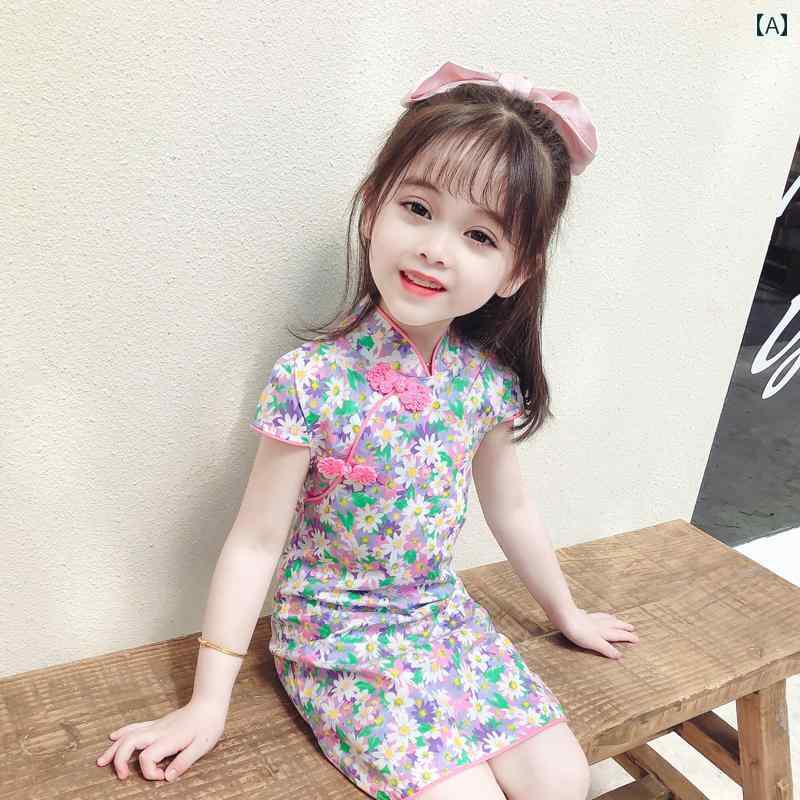 子供服 女の子 キッズ かわいい おしゃれ チャイナ 夏 赤ちゃん 綿 チャイナ風 パフォーマンス 向上 唐 装 漢