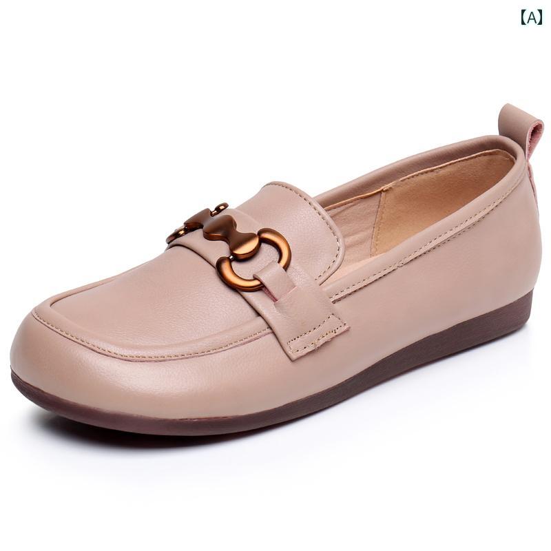 ローファー レディース オシャレ 靴 フラット シューズ ローヒール ラウンドトゥ 中口 レディース 春秋..