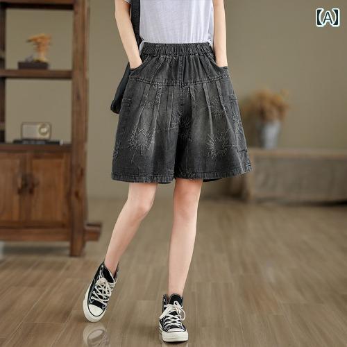 レディース ファッション カジュアル おしゃれ 夏 ジーンズ スカート ジャカード ワイドレッグ ショート パンツ