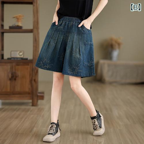 レディース ファッション カジュアル おしゃれ 夏 ジーンズ スカート ジャカード ワイドレッグ ショート パンツ