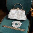 パーティー バッグ 結婚式 レディース おしゃれ パール ハンドバッグ ドレス チェーン ショルダー ミニ ビーズ サテン ホワイト