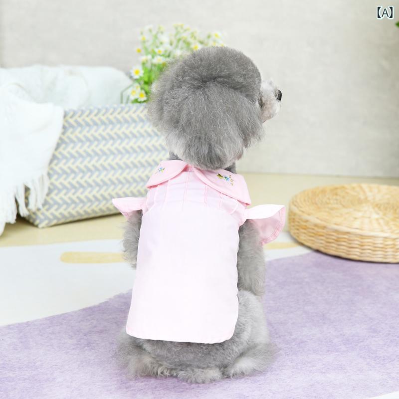 犬服 シャツ ドッグウェア かわいい おしゃれ ペット 春夏 小型犬 薄手 涼しい コットン ピンク ブルー