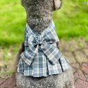犬服 ドレス スカート ワンピース ドッグウェア かわいい おしゃれ ペット 夏 中型犬 犬 チェック ブルー パープル