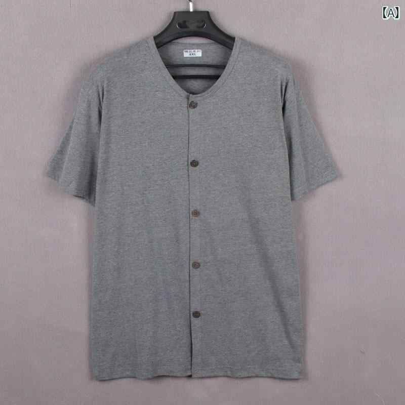 カーディガン メンズ 半袖 トップス ファッション tシャツ 春夏 コットン パジャマ 無地 シンプル 夏 ..