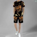 セットアップ メンズ 上下セット ファッション 春夏 Tシャツ 半袖 ショートパンツ カジュアル プリント 薄手 涼しい 速乾 タイガーウルフ