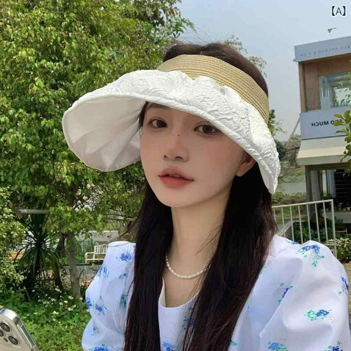 サンバイザー 麦わら帽子 レディース ハット 日よけ 旅行 日焼け防止 春夏 つば広 韓国 調節可能 ホワイト ブラック ベージュ サンバイザー 麦わら帽子 レディース ハット 日よけ 旅行 日焼け防止 春夏 つば広 韓国 調節可能 ホワイト ブラック ベージュ