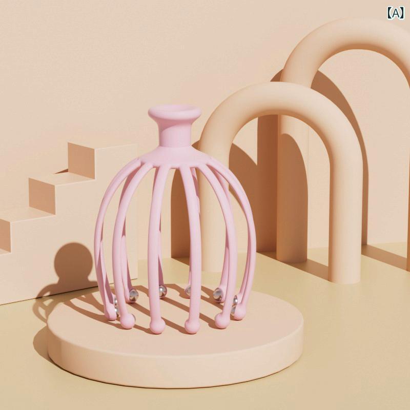 頭皮マッサージ グッズ 手動 タコ ヘッドマッサージャー 12本爪 リラックス 快感 刺激 弾力性 ボール ..