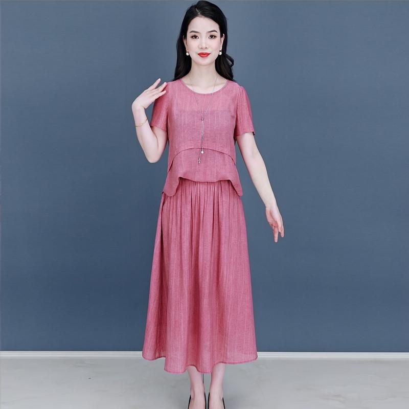 レディース ファッション 夏 エレガント 上品 おしゃれ 西洋風 綿麻 麻 ドレス 凛 スカート