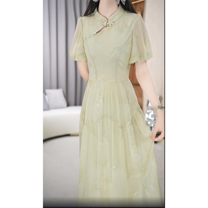 レディース ファッション 夏 エレガント 上品 おしゃれ ドレス チャイナ ドレス 軽量 涼しい シフォンスカート