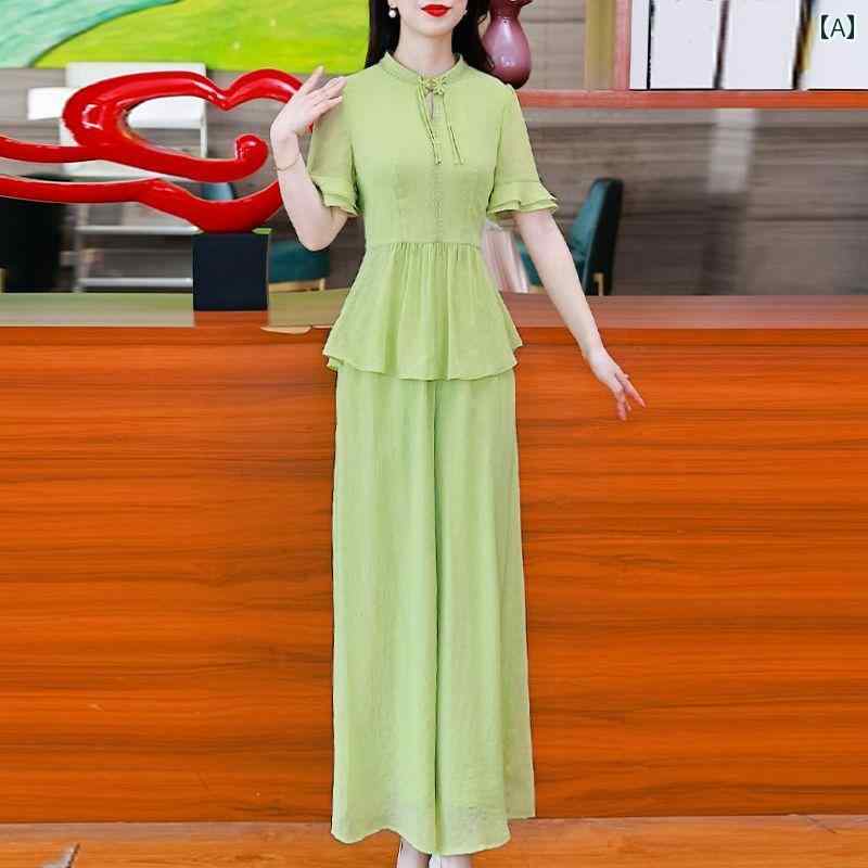 西洋風 ひんやり 涼しい 快適 シフォン セットアップ 夏 西洋風 セットアップ フォーマル