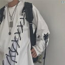 トップス メンズ レディース ダーク ファッション 大きめサイズ ストリート ヒップホップ ゆったり 薄手 涼しい 長袖 スウェット 白 黒
