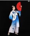 太極拳 扇 カンフー 功夫 武術 チック 両面 武道 子供 舞 牡丹 龍 レッド 扇子