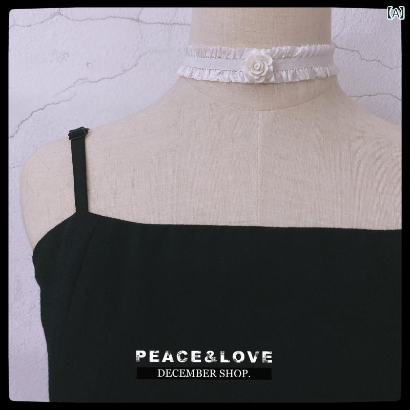 チョーカー レディース ネックレス アクセサリー ゴシック ゴスロリ 地雷 ダーク レース 黒 白 ローズ 薔薇