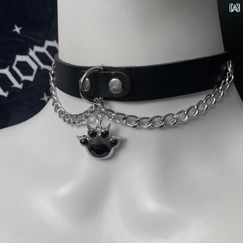 チョーカー レディース ネックレス アクセサリー ゴシック ゴスロリ 地雷 ダーク 猫 ゴス パンク 黒 チェーン
