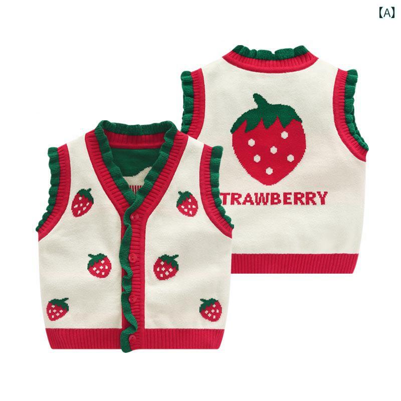 ニット ベスト キッズ カーディガン 子供服 ベビー 女の子 羽織 春秋 セーター ウール ホワイト ピンク..