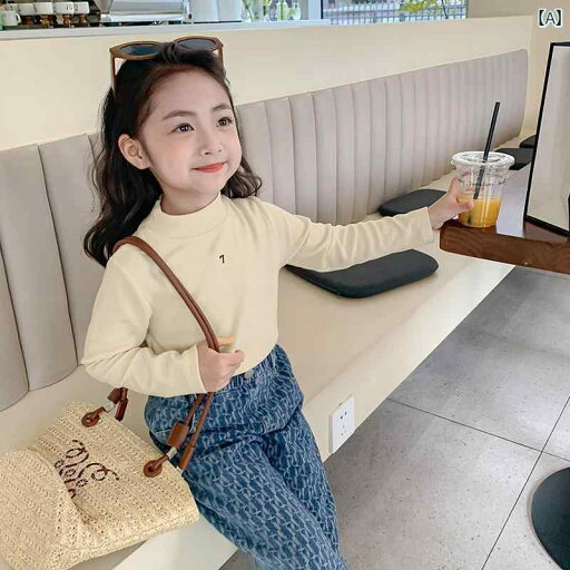 カットソー tシャツ キッズ 子供服 女の子 秋冬 長袖 綿 コットン タートルネック トップス ベージュ ブラック ホワイト ハイネック カットソー tシャツ キッズ 子供服 女の子 秋冬 長袖 綿 コットン タートルネック トップス ベージュ ブラック ホワイト ハイネック