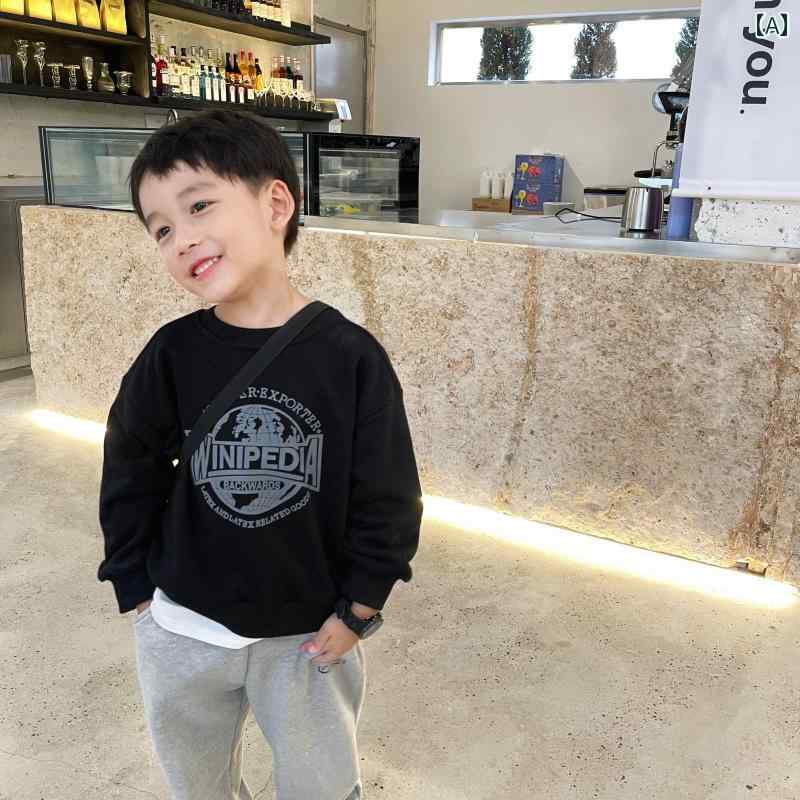 キッズ トレーナー 子供服 男の子 スウェット トップス フリース ベビー 秋冬 プルオーバー ブラック 黒 厚手