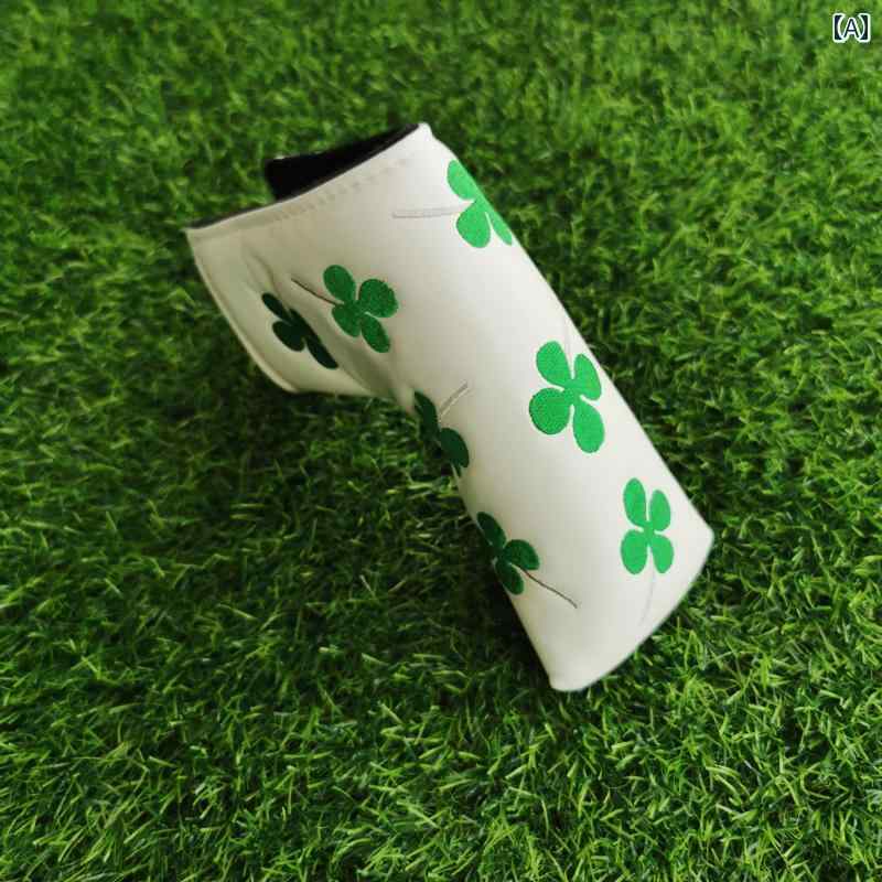 ゴルフクラブカバー おしゃれ アイアン 保護 ヘッド かわいい 四つ葉 クローバー ホワイト ブラック