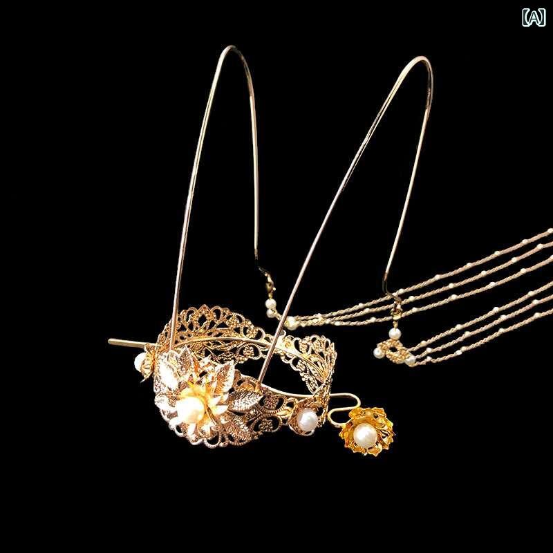 ヘアアクセサリー おしゃれ レディース 頭飾り 装飾 漢服 冠 レトロ 中国風 衣装 蓮 ヘッドバンド