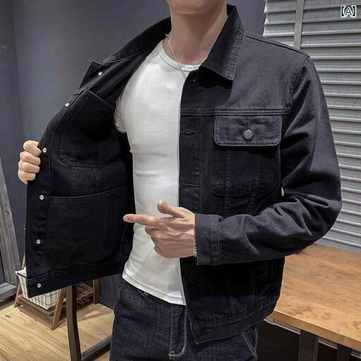 デニムジャケット メンズ 春秋服 カジュアル ファッション マルチポケット ストリート 長袖 アウター 大きめサイズ ブラック デニムジャケット メンズ 春秋服 カジュアル ファッション マルチポケット ストリート 長袖 アウター 大きめサイズ ブラック