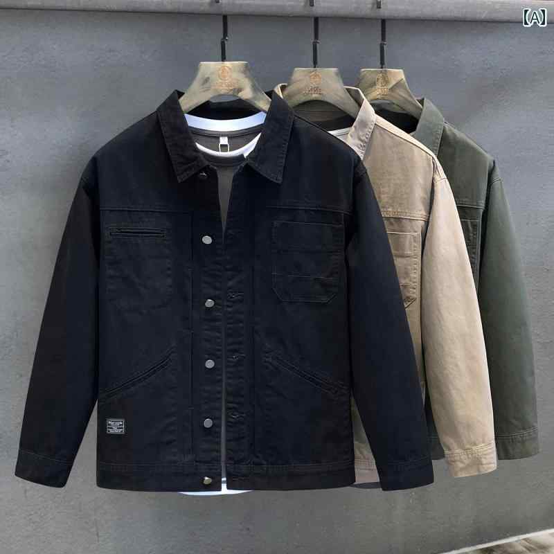 デニムジャケット メンズ 長袖 コットン 春秋 カジュアル アウター ファッション シンプル 韓国 大きめサイズ ブラック グリーン