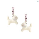 ピアス レディース アクセサリー 両耳 プラチナメッキ 銅 ストーン シェルビーズ シルバー針 かわいい 個性 動物 犬 プレゼント 誕生日