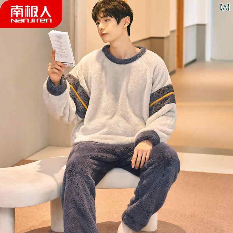 あったか ルームウェア メンズ パジャマ 冬 厚手 暖かい フランネル 部屋着 上下セット ウエストゴム おしゃれ プルオーバー もこもこ