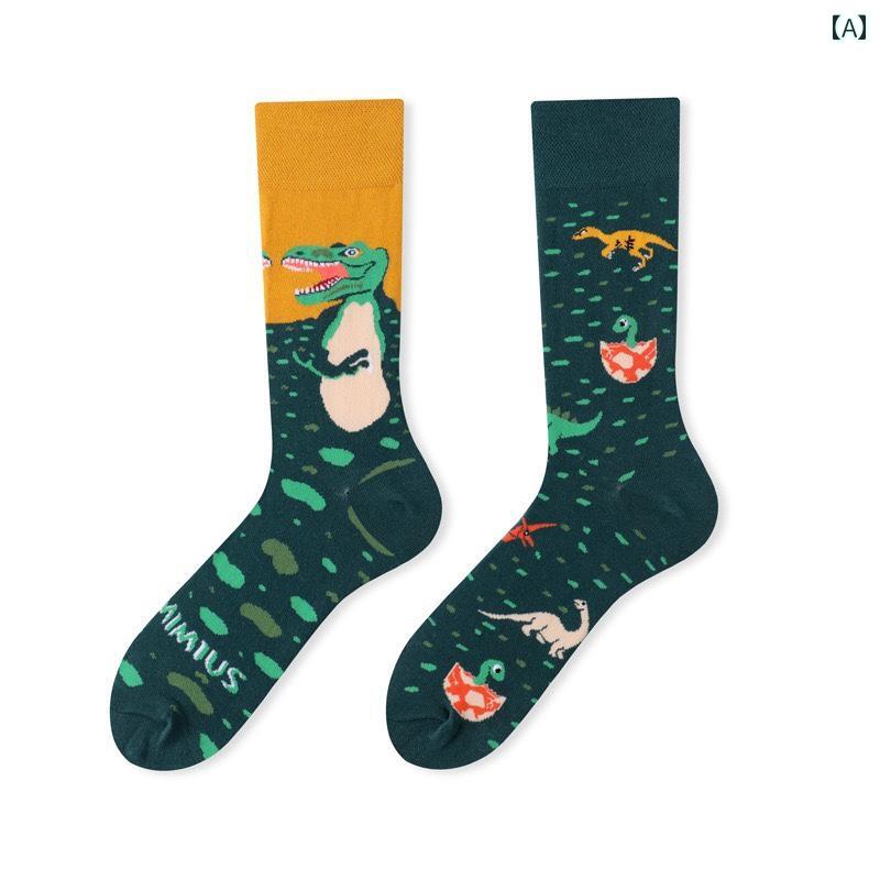 おもしろ 靴下 レディース 非対称 メンズ ロング 綿 個性 カラフル メンズ レディース兼 オールシーズ..