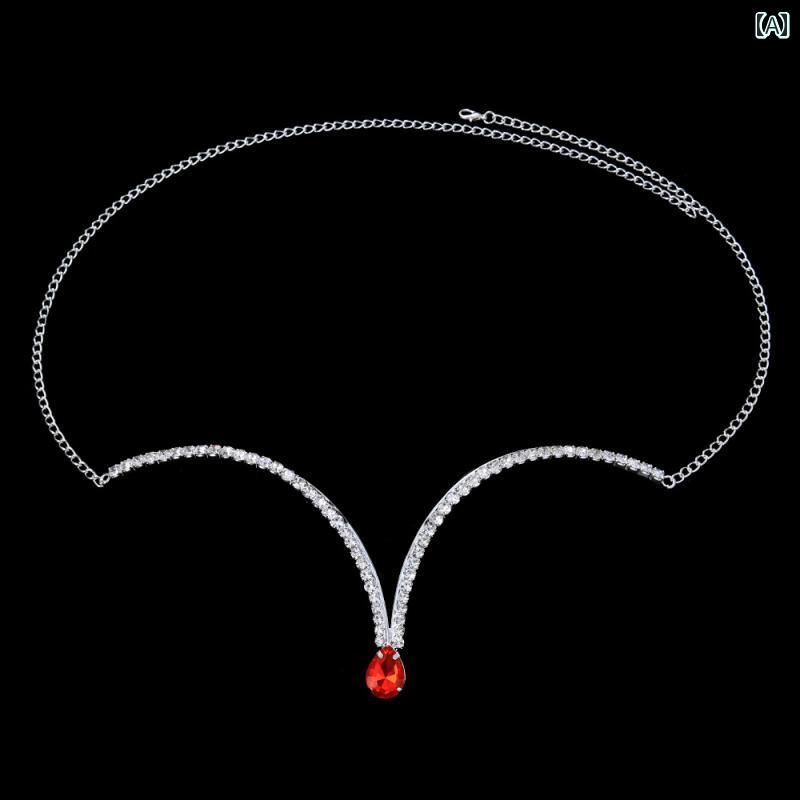 ボディチェーン 胸元 セクシー アクセサリー バスト ダンス キラキラ ブラ アメリカン シンプル パーティー 大人 キャバ シルバー ゴールド 赤