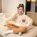 もこもこ パジャマ キッズ 子供 女の子 ルームウェア 暖かい 長袖 秋冬 上下セット フランネル 起毛 厚手 軽量 涼しい 柔らかい プルオーバー ラウンドネ...