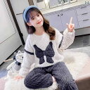 パジャマ キッズ 女の子 男の子 もこもこ コーラルフリース フランネル 保温 秋冬 ジュニア ホームウェアセット 大きめサイズ 暖かい レディース リボン ハ...