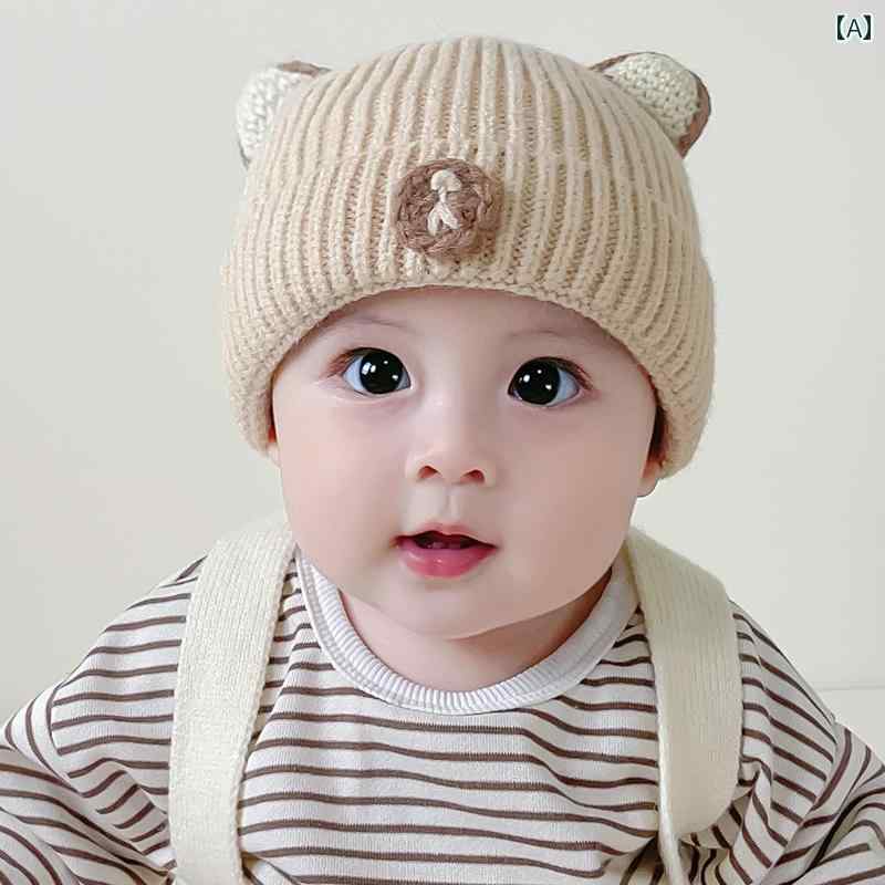 楽天おうち健康生活ニット帽 キッズ ベビー 男の子 女の子 冬 あったか 防寒 厚手 耳 隠れる 柔らかい ストレッチ性 ウール アウトドア 雪遊び かわいい クマ 猫 ハチ 黄 青 ピンク