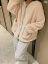 パジャマ レディース 冬 暖かい もこもこ レディース 長袖 Vネック ポケット 秋 起毛 厚手 服 セット ウェストゴム 無地 ズボン かわいい 部屋着 ルームウェア 旅行 大きめサイズ 青(4)