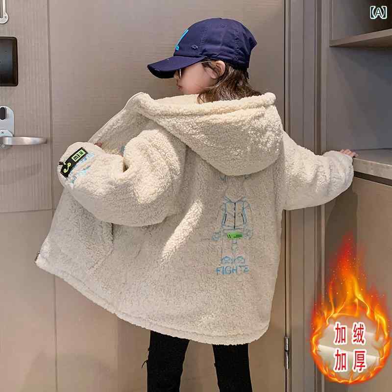 ボアコート 女の子 女の子 春秋冬 子供 厚手 防寒 暖かい あったか フード もこもこ 韓国 ポケット ジ..