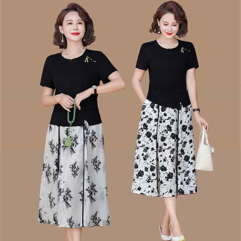 ミセス ファッション おしゃれ 婦人服 上品 淑女 レディース 夏 半袖 セットアップ スカート 夏 ドレス スリム トップス スカート 2点 セット