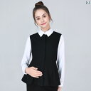 マタニティ 仕事着 トップス パンツ スカート セットアップ レディース 春秋 長袖 シャツ 前開き 襟 切り替え ペプ フレア 褪せにくい シンプル 黒 白 ...